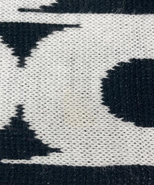 CDG（シーディージー）CDG (シーディージー) KNIT STOLE MUFFLER ホワイト×ブラックの古着・服飾アイテム