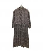 SOILソイル）の古着「レーヨン花柄ワンピース」｜ブラック