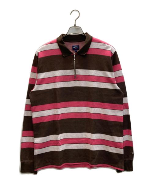 Noah（ノア）Noah (ノア) ハーフジップ ボーダー ラガーシャツ ブラウン サイズ:Ｌの古着・服飾アイテム