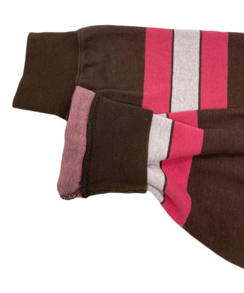 Noah（ノア）Noah (ノア) ハーフジップ ボーダー ラガーシャツ ブラウン サイズ:Ｌの古着・服飾アイテム