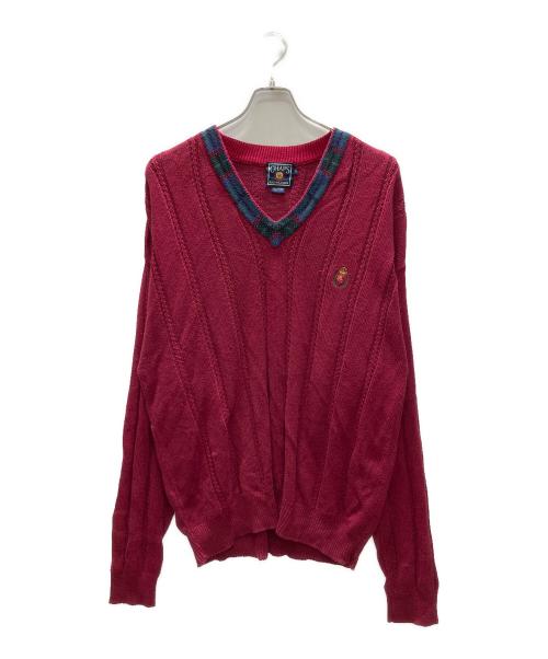 CHAPS RALPH LAUREN（チャップス ラルフローレン）CHAPS RALPH LAUREN (チャップス ラルフローレン) 80s Vネックケーブルニット レッド サイズ:XLの古着・服飾アイテム