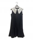 La boutique BonBonラブティックボンボン）の古着「ビッグカラーミニワンピース」｜ブラック×ホワイト