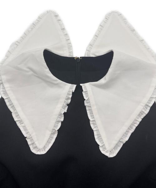 La boutique BonBon（ラブティックボンボン）La boutique BonBon (ラブティックボンボン) ビッグカラーミニワンピース ブラック×ホワイト サイズ:SIZE Freeの古着・服飾アイテム