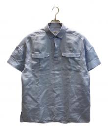 VALENTINO（ヴァレンティノ）の古着「比翼フロントポケットプルオーバーシャツ」｜ブルー