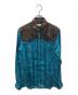DRIES VAN NOTEN（ドリスヴァンノッテン）の古着「Satin Western Shirt / サテンウェスタンシャツ」｜ブルー×ブラウン