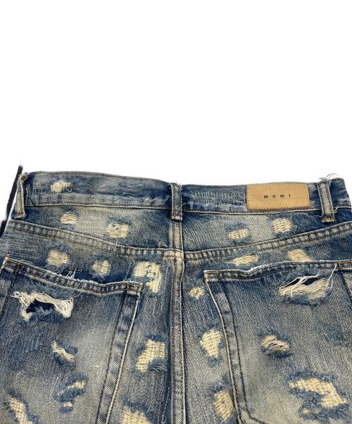 mnml（ミニマル）mnml (ミニマル) クラッシュリペアデニムパンツ インディゴ サイズ:SIZE 81cm (W32)の古着・服飾アイテム