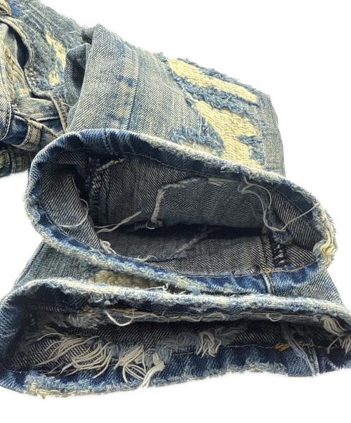 mnml（ミニマル）mnml (ミニマル) クラッシュリペアデニムパンツ インディゴ サイズ:SIZE 81cm (W32)の古着・服飾アイテム