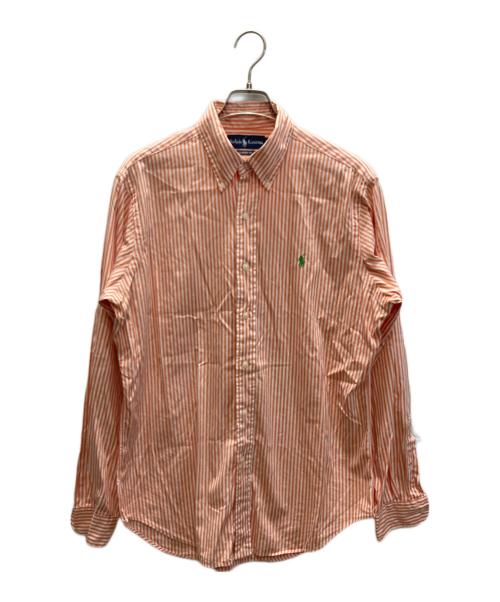 RALPH LAUREN（ラルフローレン）RALPH LAUREN (ラルフローレン) CLASSIC FIT ストライプ ボタンダウン シャツ オレンジ×ホワイト サイズ:Mの古着・服飾アイテム