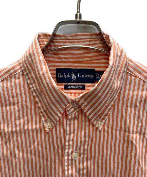 RALPH LAUREN（ラルフローレン）RALPH LAUREN (ラルフローレン) CLASSIC FIT ストライプ ボタンダウン シャツ オレンジ×ホワイト サイズ:Mの古着・服飾アイテム