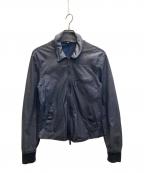 GIORGIO ARMANIジョルジョアルマーニ）の古着「カーフレザー切替ジャケット」｜ネイビー