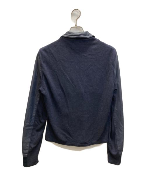 GIORGIO ARMANI（ジョルジョアルマーニ）GIORGIO ARMANI (ジョルジョアルマーニ) カーフレザー切替ジャケット ネイビー サイズ:46の古着・服飾アイテム