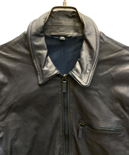 GIORGIO ARMANI（ジョルジョアルマーニ）GIORGIO ARMANI (ジョルジョアルマーニ) カーフレザー切替ジャケット ネイビー サイズ:46の古着・服飾アイテム