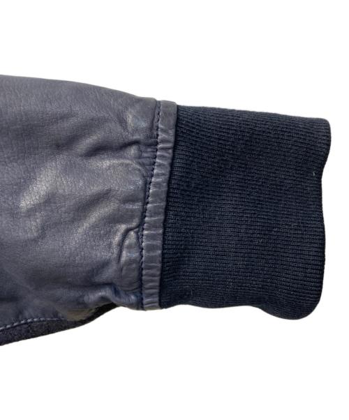 GIORGIO ARMANI（ジョルジョアルマーニ）GIORGIO ARMANI (ジョルジョアルマーニ) カーフレザー切替ジャケット ネイビー サイズ:46の古着・服飾アイテム