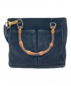 GUCCIグッチ）の古着「2way バンブー スエード ハンドバッグ」｜ネイビー