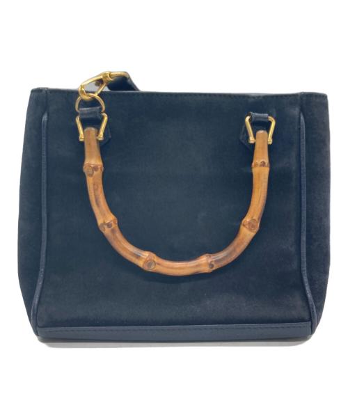 GUCCI（グッチ）GUCCI (グッチ) 2way バンブー スエード ハンドバッグ ネイビーの古着・服飾アイテム