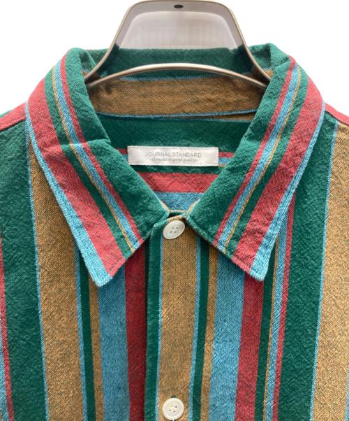 JOURNAL STANDARD（ジャーナルスタンダード）JOURNAL STANDARD (ジャーナルスタンダード) メキシカン ストライプ CPOシャツ グリーン×ブラウン サイズ:M 未使用品の古着・服飾アイテム