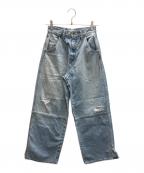 UNGRIDアングリッド）の古着「ヘムスリットクラッシュデザインデニム」｜ネイビー