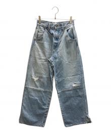 UNGRID（アングリッド）の古着「ヘムスリットクラッシュデザインデニム」｜ネイビー