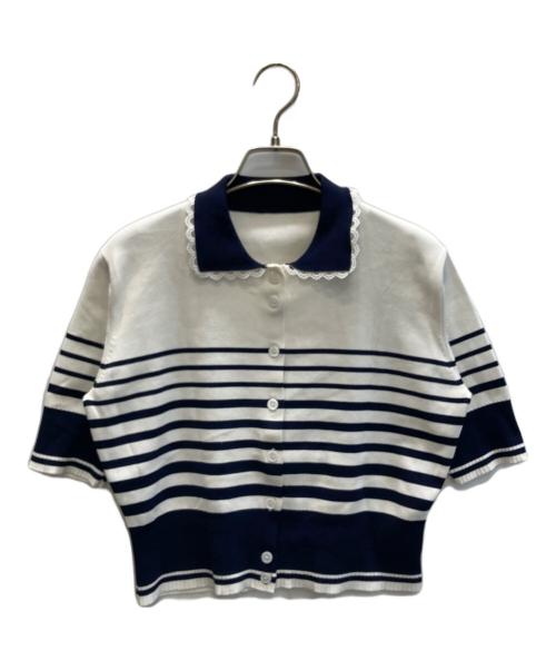 Bibiy.（ビビィ）Bibiy. (ビビィ) ROSIE SHIRT KNIT（ロージーシャツニット） ネイビー×ホワイト サイズ:SIZE Freeの古着・服飾アイテム