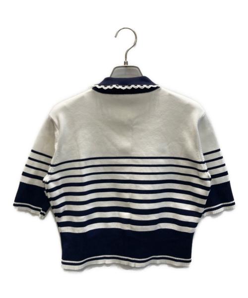 Bibiy.（ビビィ）Bibiy. (ビビィ) ROSIE SHIRT KNIT（ロージーシャツニット） ネイビー×ホワイト サイズ:SIZE Freeの古着・服飾アイテム