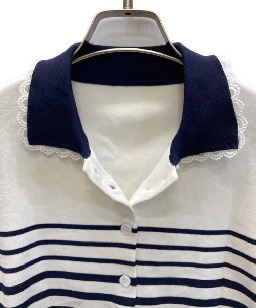 Bibiy.（ビビィ）Bibiy. (ビビィ) ROSIE SHIRT KNIT（ロージーシャツニット） ネイビー×ホワイト サイズ:SIZE Freeの古着・服飾アイテム