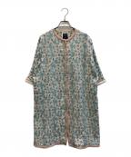 mina perhonenミナ ペルホネン）の古着「カットワーク刺繍コートドレスワンピース」｜ブルー×ベージュ