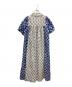 Aguni (アグニ) パネルプリントランタンスリーブ柄ワンピース ブルー×ホワイト サイズ:ONE：4500円