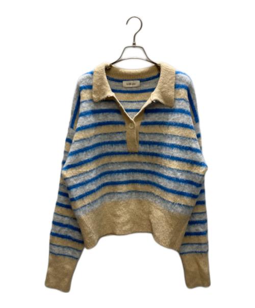 SLOBE citron（スローブシトロン）SLOBE citron (スローブシトロン) collardesign ニット ベージュ×ブルー サイズ:Fの古着・服飾アイテム