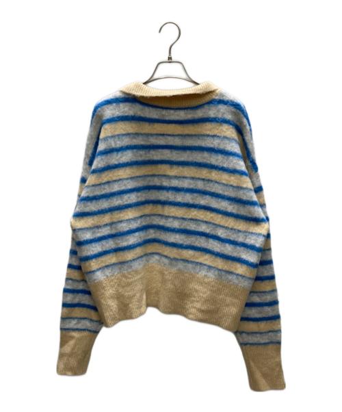 SLOBE citron（スローブシトロン）SLOBE citron (スローブシトロン) collardesign ニット ベージュ×ブルー サイズ:Fの古着・服飾アイテム