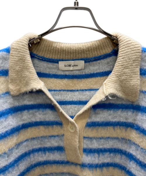 SLOBE citron（スローブシトロン）SLOBE citron (スローブシトロン) collardesign ニット ベージュ×ブルー サイズ:Fの古着・服飾アイテム