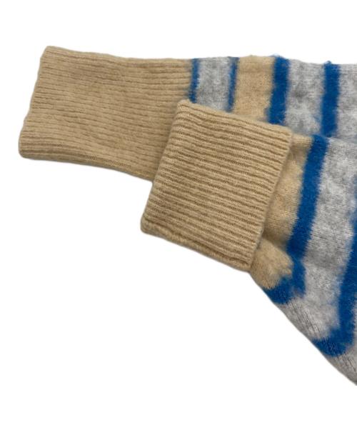 SLOBE citron（スローブシトロン）SLOBE citron (スローブシトロン) collardesign ニット ベージュ×ブルー サイズ:Fの古着・服飾アイテム