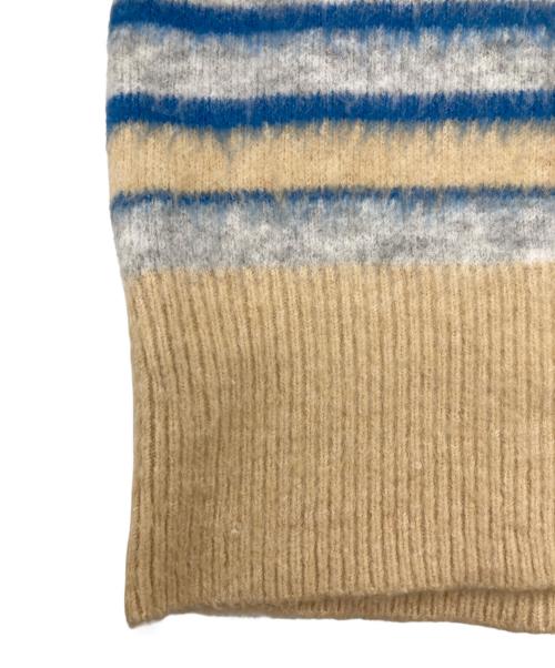 SLOBE citron（スローブシトロン）SLOBE citron (スローブシトロン) collardesign ニット ベージュ×ブルー サイズ:Fの古着・服飾アイテム