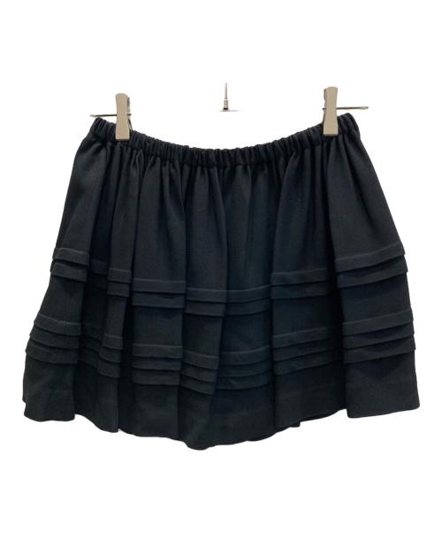 MIU MIU（ミュウミュウ）MIU MIU (ミュウミュウ) ギャザーフレアミニスカート ブラック サイズ:40の古着・服飾アイテム