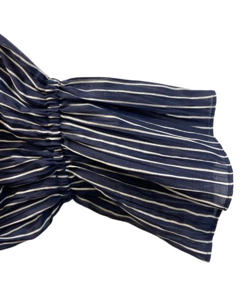 journal standard L'essage（ジャーナルスタンダード レサージュ）journal standard L'essage (ジャーナルスタンダード レサージュ) ラッフルワッシャープリーツブラウス ネイビー サイズ:表記なしの古着・服飾アイテム