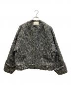 uncrave WHITE×金子綾アンクレイヴ ホワイト×カネコアヤ）の古着「ノーカラーツイードジャケット」｜ブラック×ホワイト