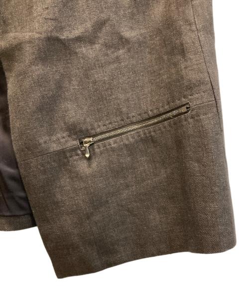 ebure（エブール）ebure (エブール) リネンノーカラージャケット ブラウン サイズ:36の古着・服飾アイテム