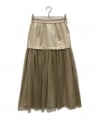 MANOFマノフ）の古着「CORSET LIKE TULLE SKIRT / コルセット ライク チュール スカート」｜ベージュ