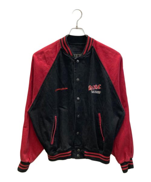 INTERNATIONAL DENIM（インターナショナルデニム）INTERNATIONAL DENIM (インターナショナルデニム) 90s D.A.R.E. 刺繍スタジャン ブラック×レッド サイズ:SIZE Lの古着・服飾アイテム