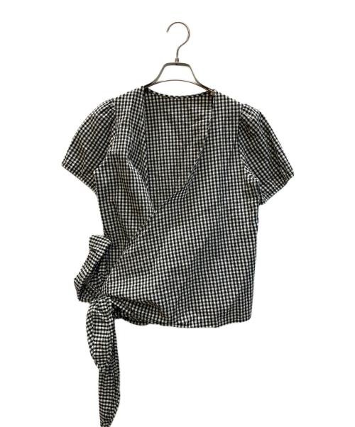 RHC Ron Herman（アールエイチシー ロンハーマン）RHC Ron Herman (アールエイチシー ロンハーマン) カシュクールギンガムチェックブラウス ブラック サイズ:XSの古着・服飾アイテム