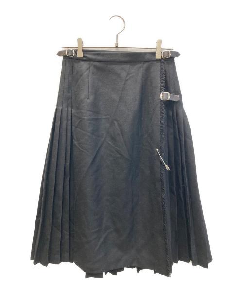 O'NEIL OF DUBLIN（オニールオブダブリン）O'NEIL OF DUBLIN (オニールオブダブリン) プリーツラップウールスカート（ pleated wrap wool skirt） ブラック サイズ:US8の古着・服飾アイテム