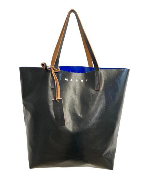 MARNI（マルニ）MARNI (マルニ) バイカラーロゴトートバッグ（bicolor logo tote bag） ブラック×ブルーの古着・服飾アイテム