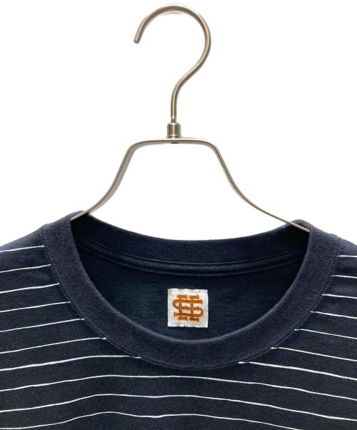 SEESEE（シーシー）SEESEE (シーシー) SUPER BIG FLAT SS BOADER POCKET ボーダーポケットTシャツ ネイビー サイズ:XLの古着・服飾アイテム