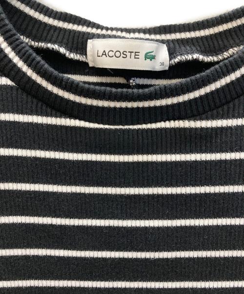 LACOSTE（ラコステ）LACOSTE (ラコステ) コットンリブニットドレス（cotton rib knit dress） ブラック×ホワイト サイズ:Mの古着・服飾アイテム