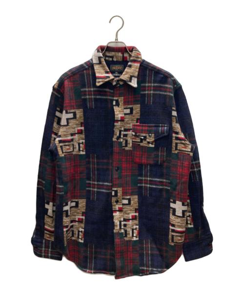 BEAMS PLUS（ビームスプラス）BEAMS PLUS (ビームスプラス) ジャカード チェック ガイド シャツ ネイビー×レッド サイズ:XLの古着・服飾アイテム