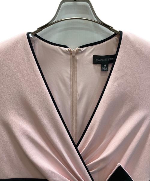 TADASHI SHOJI（タダシ ショージ）TADASHI SHOJI (タダシ ショージ) Arisu Obi-Inspired Dress ウエストリボン フレンチスリーブ ワンピース ピンク サイズ:Mの古着・服飾アイテム