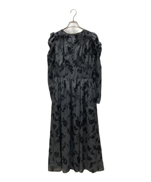 CELFORD（セルフォード）CELFORD (セルフォード) ドットフロッキーフラワープリントワンピース グレー サイズ:SIZE Sの古着・服飾アイテム