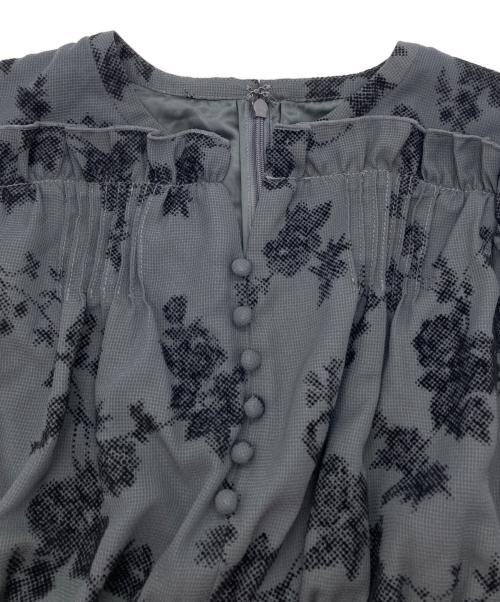 CELFORD（セルフォード）CELFORD (セルフォード) ドットフロッキーフラワープリントワンピース グレー サイズ:SIZE Sの古着・服飾アイテム