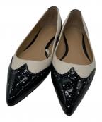 LAUREN RALPH LAURENローレンラルフローレン）の古着「ウイングチップ フラットパンプス」｜ベージュ×ブラック