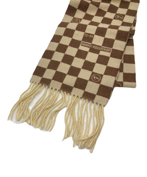 UNDERCOVER（アンダーカバー）UNDERCOVER (アンダーカバー) FRAGMENT DESIGN (フラグメントデザイン) E2-E4 カシミヤストール ブラウン×ベージュの古着・服飾アイテム