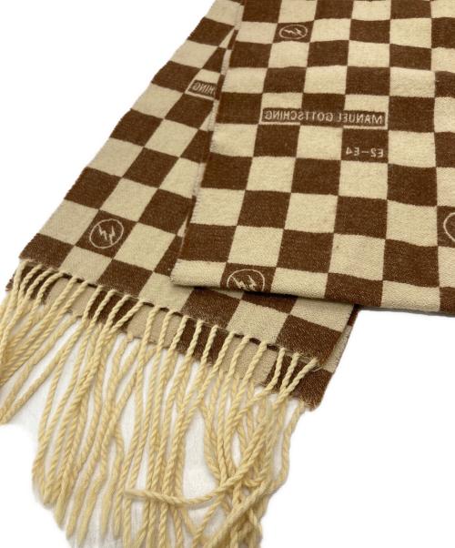 UNDERCOVER（アンダーカバー）UNDERCOVER (アンダーカバー) FRAGMENT DESIGN (フラグメントデザイン) E2-E4 カシミヤストール ブラウン×ベージュの古着・服飾アイテム